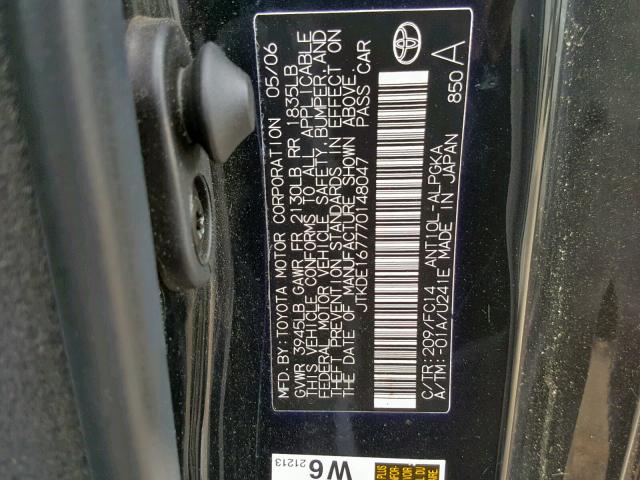 JTKDE167770148047 - 2007 TOYOTA SCION TC CHARCOAL photo 10