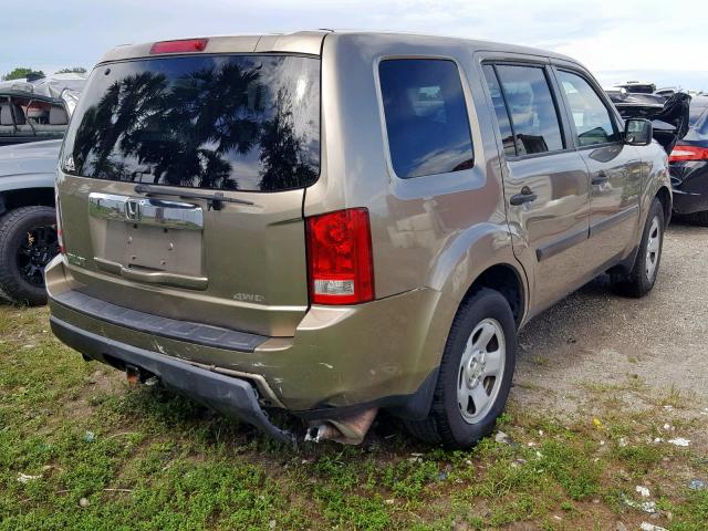 5FNYF4H29BB097959 - 2011 HONDA PILOT LX GOLD photo 4