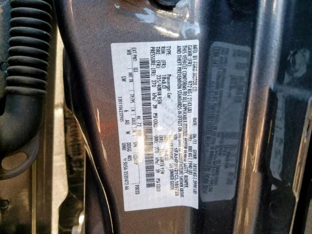 1FAHP3N21CL189728 - 2012 FORD FOCUS TITA GRAY photo 10