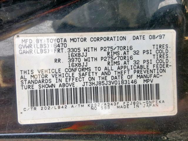 JT3HJ85J3V0183146 - 1997 TOYOTA LAND CRUIS BLACK photo 10