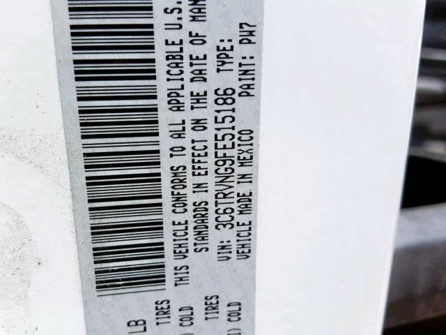 3C6TRVNG9FE515186 - 2015 RAM PROMASTER WHITE photo 10