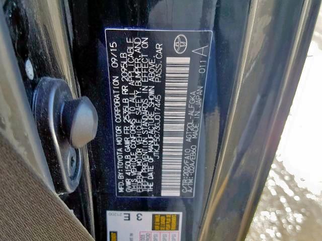 JTKJF5C73GJ017445 - 2016 TOYOTA SCION TC BLACK photo 10