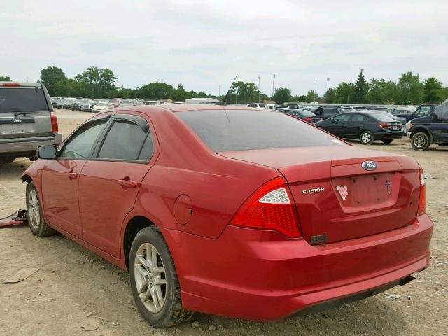 3FAHP0GA5CR411059 - 2012 FORD FUSION S RED photo 3