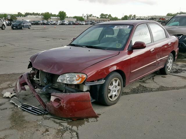 KNAFB121725207519 - 2002 KIA SPECTRA BA MAROON photo 2