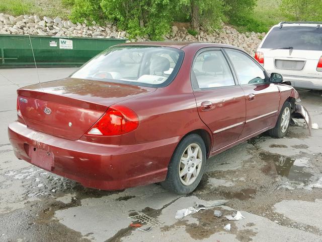 KNAFB121725207519 - 2002 KIA SPECTRA BA MAROON photo 4