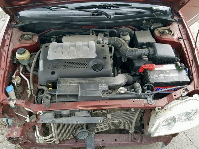 KNAFB121725207519 - 2002 KIA SPECTRA BA MAROON photo 7