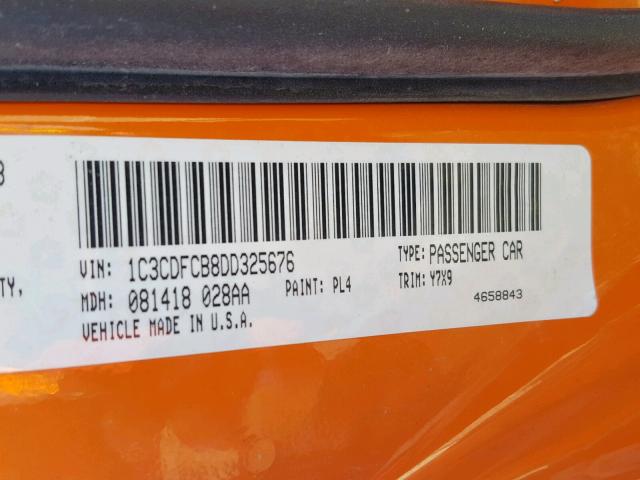 1C3CDFCB8DD325676 - 2013 DODGE DART LIMIT ORANGE photo 10