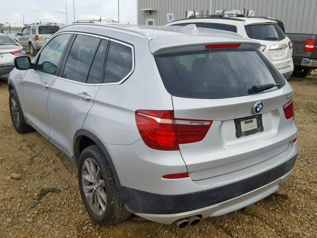 5UXWX7C57BL734415 - 2011 BMW X3 XDRIVE3 SILVER photo 3