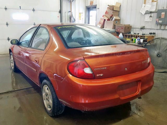 1B3ES46C2YD818330 - 2000 DODGE NEON BASE ORANGE photo 3