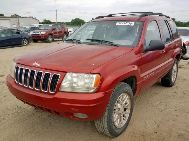 1J4GX58S72C131614 - 2002 JEEP GRAND CHER RED photo 2