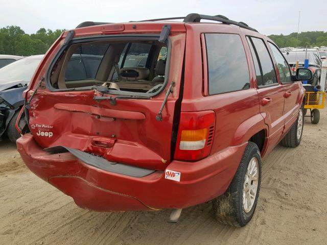 1J4GX58S72C131614 - 2002 JEEP GRAND CHER RED photo 4