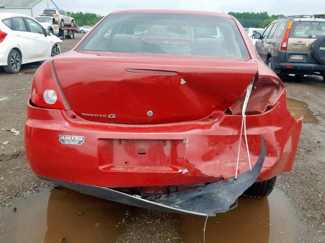 1G2ZF58B674215107 - 2007 PONTIAC G6 VALUE L RED photo 9