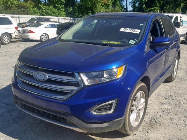 2FMTK4J80FBC09759 - 2015 FORD EDGE SEL BLUE photo 2