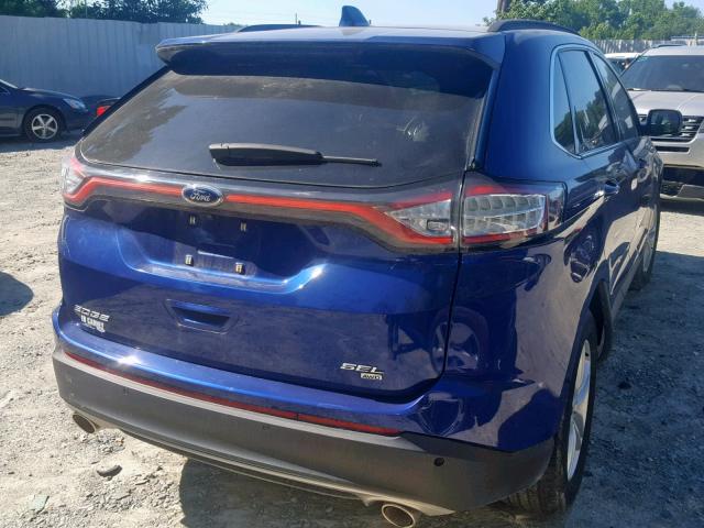 2FMTK4J80FBC09759 - 2015 FORD EDGE SEL BLUE photo 4