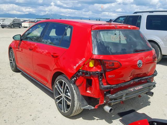 3VW447AU6HM040315 - 2017 VOLKSWAGEN GTI S/SE RED photo 3