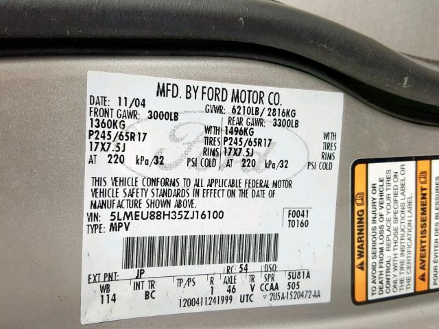 5LMEU88H35ZJ16100 - 2005 LINCOLN AVIATOR Gümüş foto 10