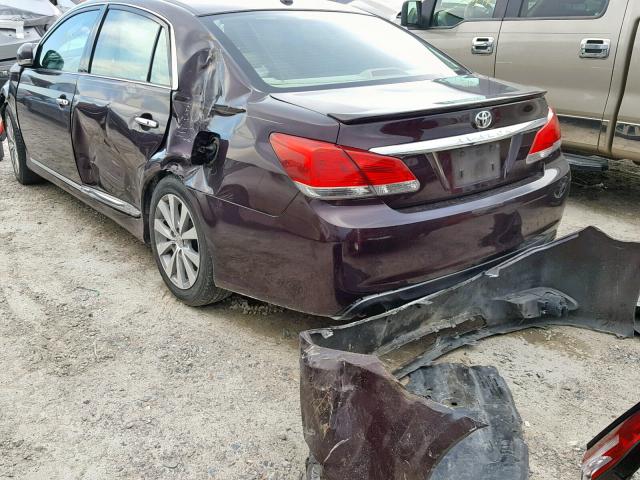 4T1BK3DB1BU401421 - 2011 TOYOTA AVALON BAS BURGUNDY photo 3