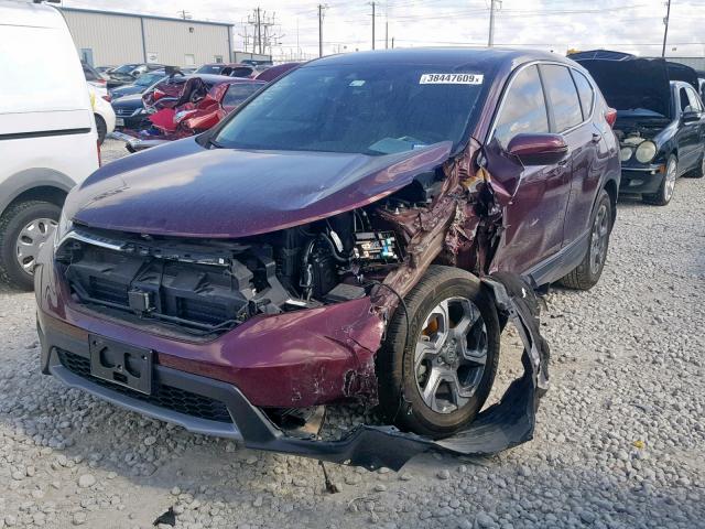 2HKRW1H83HH500383 - 2017 HONDA CR-V EXL MAROON photo 2