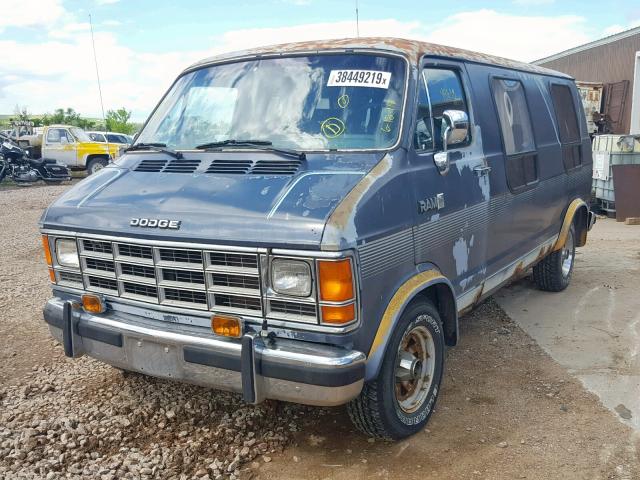 2B6HB23W0HK236977 - 1987 DODGE RAM VAN B2 BLUE photo 2