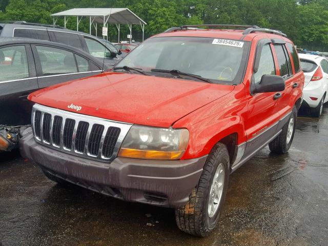 1J4G248SXYC300588 - 2000 JEEP GRAND CHER RED photo 2