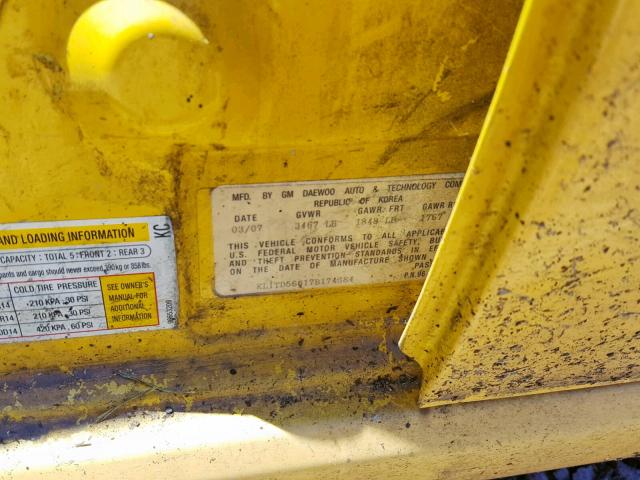 KL1TD56617B174384 - 2007 CHEVROLET AVEO BASE ყვითელი ფოტო 10