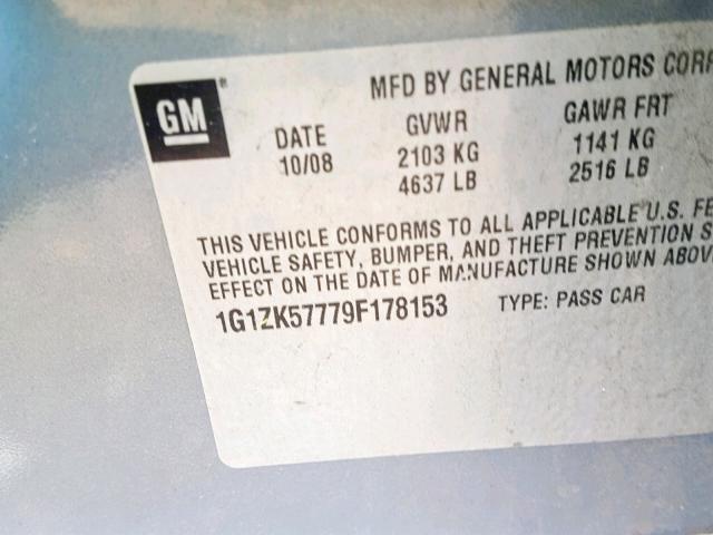 1G1ZK57779F178153 - 2009 CHEVROLET MALIBU LTZ 灰色 照片 10