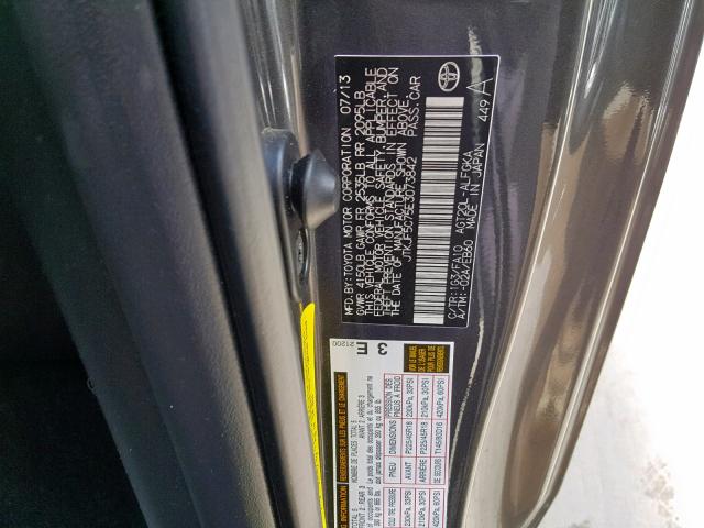 JTKJF5C75E3073842 - 2014 TOYOTA SCION TC GRAY photo 10