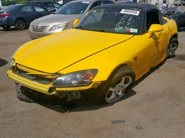 JHMAP11421T006968 - 2001 HONDA S2000 YELLOW photo 2