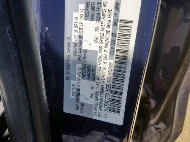 JM1CR29L870136639 - 2007 MAZDA 5 BLUE photo 10