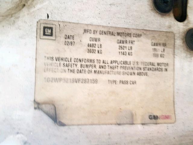 1G2WP5219VF287159 - 1997 PONTIAC GRAND PRIX WHITE photo 10