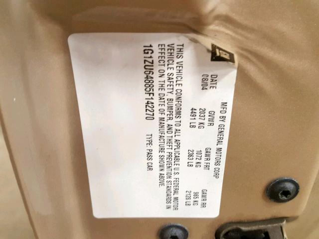 1G1ZU64885F142270 - 2005 CHEVROLET MALIBU MAX 米色 照片 10