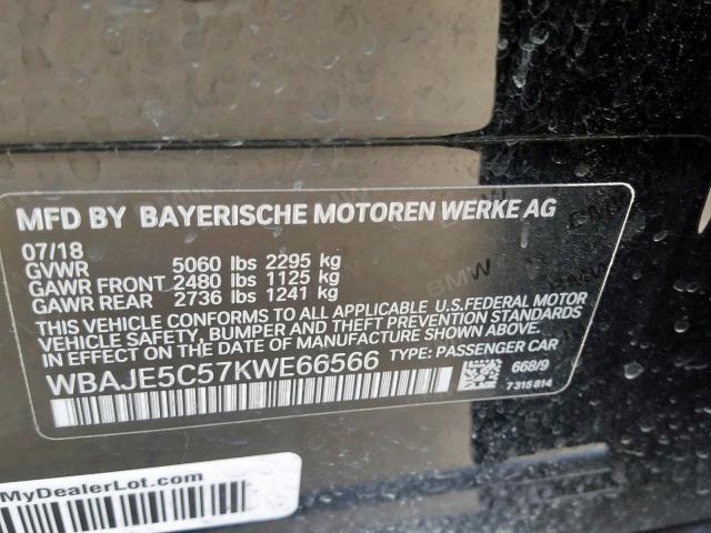WBAJE5C57KWE66566 - 2019 BMW 540 I 绿色 照片 10