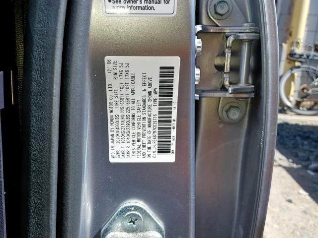 JHLRE48797C039716 - 2007 HONDA CR-V EXL SILVER photo 10