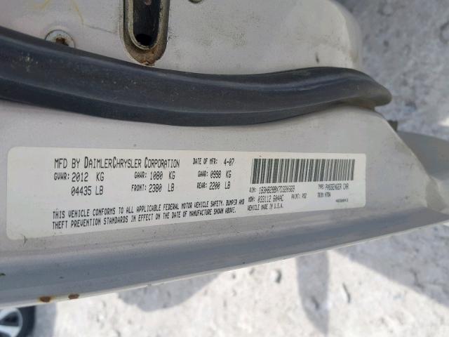 1B3HB28BX7D320669 - 2007 DODGE CALIBER SILVER photo 10