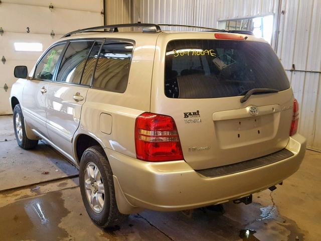 JTEHF21A430110652 - 2003 TOYOTA HIGHLANDER TAN photo 3