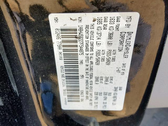 1A8HW58227F544875 - 2007 CHRYSLER ASPEN LIMI BLACK photo 10