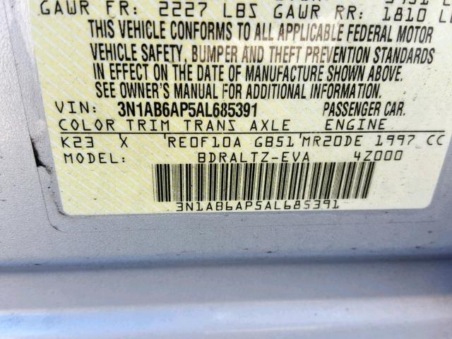 3N1AB6AP5AL685391 - 2010 NISSAN SENTRA 2.0 GRAY photo 10