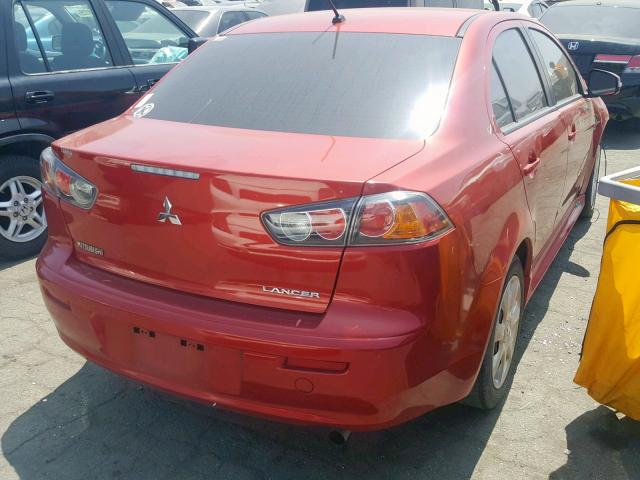 JA32U2FU8FU026168 - 2015 MITSUBISHI LANCER ES RED photo 4