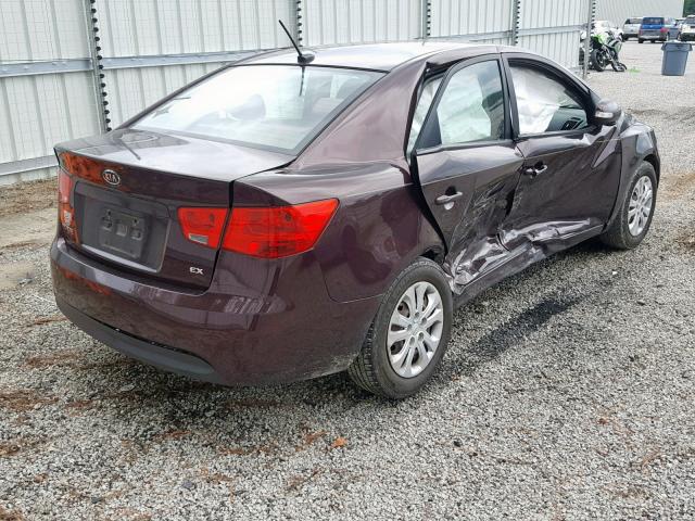 KNAFU4A27A5858637 - 2010 KIA FORTE EX BURGUNDY photo 4