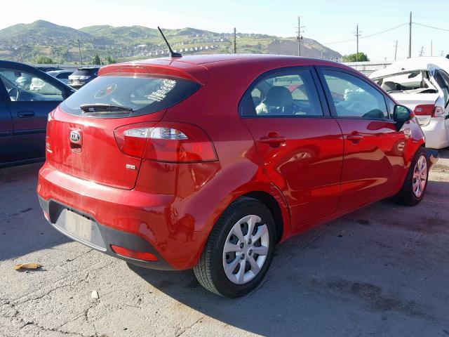 KNADM5A36D6304560 - 2013 KIA RIO LX RED photo 4