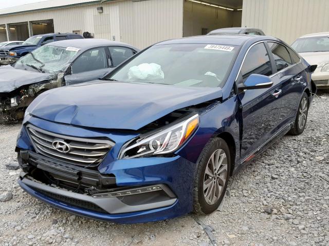 5NPE34AF1HH484637 - 2017 HYUNDAI SONATA SPO BLUE photo 2