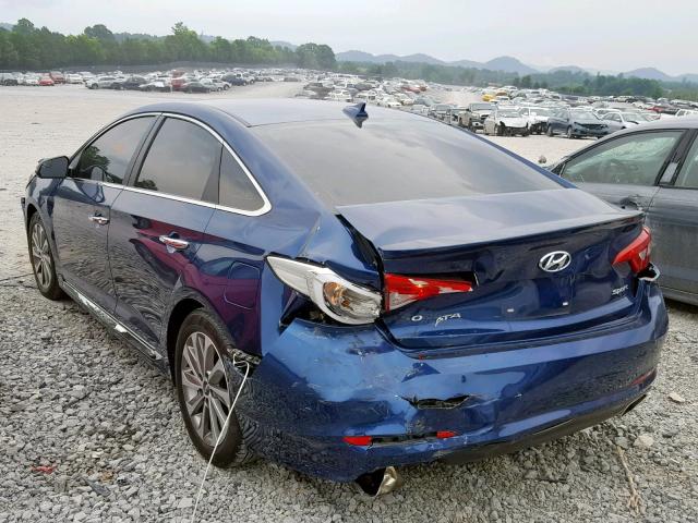 5NPE34AF1HH484637 - 2017 HYUNDAI SONATA SPO BLUE photo 3