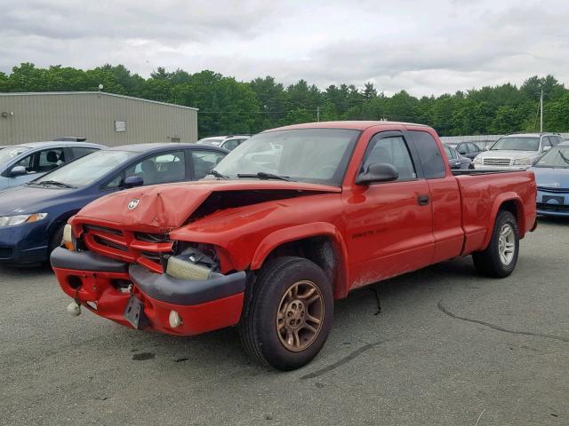 1B7GL32X62S526271 - 2002 DODGE DAKOTA SPO RED photo 2