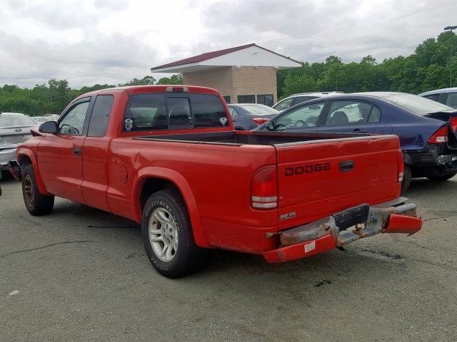 1B7GL32X62S526271 - 2002 DODGE DAKOTA SPO RED photo 3