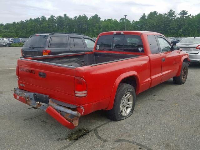 1B7GL32X62S526271 - 2002 DODGE DAKOTA SPO RED photo 4