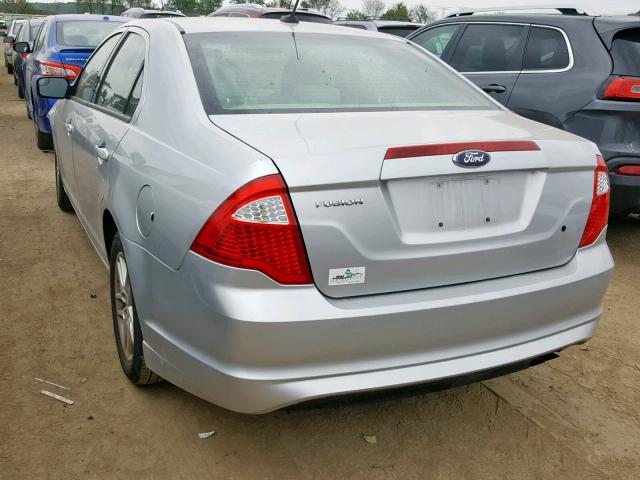 3FAHP0GA6CR315389 - 2012 FORD FUSION S SILVER photo 3