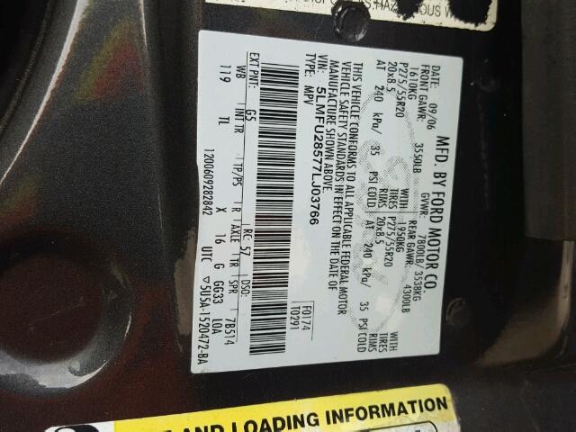 5LMFU28577LJ03766 - 2007 LINCOLN NAVIGATOR CHARCOAL photo 10