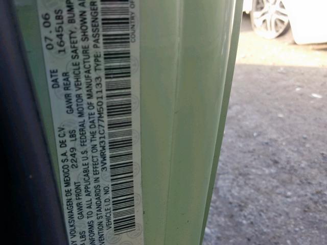 3VWRW31C77M501133 - 2007 VOLKSWAGEN NEW BEETLE أخضر صورة 10