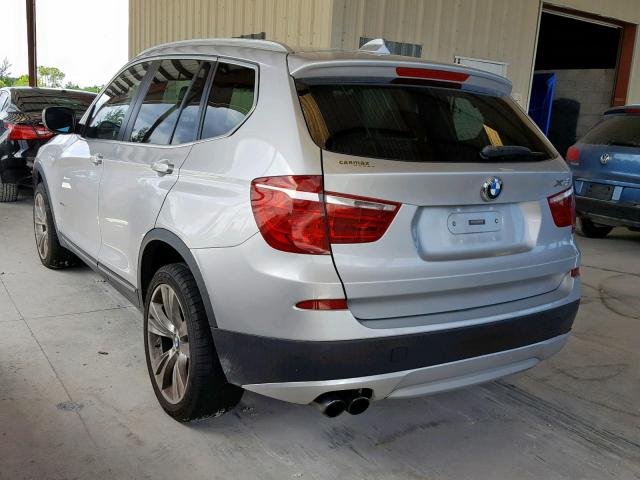 5UXWX7C52DL980324 - 2013 BMW X3 XDRIVE3 SILVER photo 3