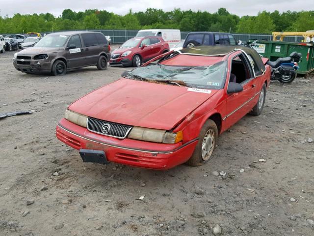 1MEPM6044MH638492 - 1991 MERCURY COUGAR LS RED photo 2